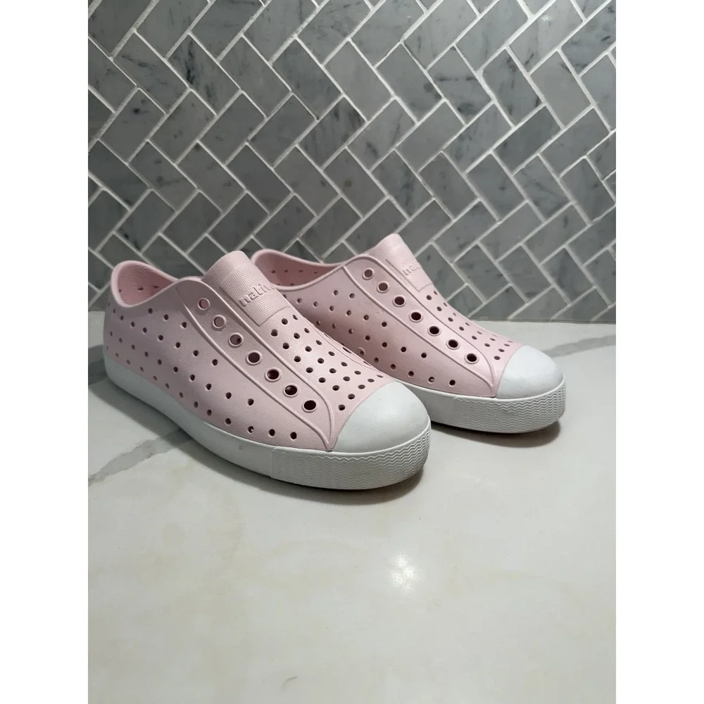 Native Jefferson Kid's Slip-On Shoe/Sneaker - Milk Pink/Shell White, Size: J3